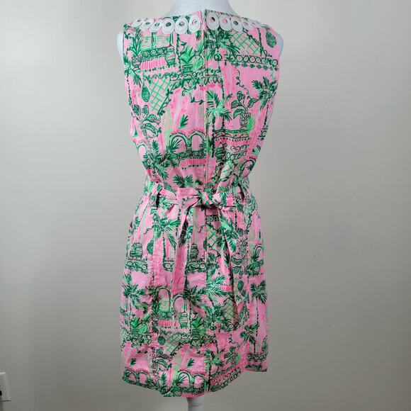 Lilly Pulitzer Shift Dress M Pink Floral Sleeveless Scallop Hem Resort Tropical - Picture 2 of 16
